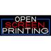 Open Screen Printing With Blue Border LED Neon Sign 10 x 24 - inches Clear Edge Cut Acrylic Backing with Dimmer - Bright and Premium built indoor LED Neon Sign for Computer & Electronics store.