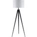 NEW Black Painted Metal Finish & White Fabric Shade Adjustable Floor Lamp 31172