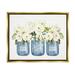 Stupell Industries White Rose Flower Bouquets Blue Farmhouse Jars Graphic Art Metallic Gold Floating Framed Canvas Print Wall Art Design by Lettered and Lined