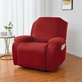 CUH Washable Slipcover Recliner Armchair Cover Plain Couch Cover Stretch Furniture Protector Red 3 Seat