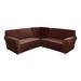 CJC 5 Seat Velvet Recliner Sofa Covers 3-Piece Corner Sofa Covers L-Shaped Sectional Couch Slipcovers Stretch Furniture Protector Brown