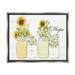 Stupell Industries Hope Script Sunflower Jars Rustic Country Flowers Graphic Art Luster Gray Floating Framed Canvas Print Wall Art Design by Kim Allen