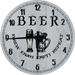 Large Wood Wall Clock 24 Inch Round Brew Enjoy Repeat Pint Mug Round Small Battery Operated Gray Wall Art