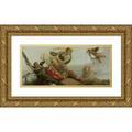 Francesco Zugno 24x12 Gold Ornate Framed and Double Matted Museum Art Print Titled - The Sleeping Rinaldo Crowned with Flowers by Armida (1750 - 1780)