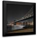 Frank Assaf 12x12 Black Modern Framed Museum Art Print Titled - Manhattan bridge and Lower Manhattan skyline New York FTBR-1838