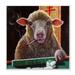 Stupell Industries Sheep Playing Mahjong Tile Game Smoking Animal Wood Wall Art 12 x 12 Design by Lucia Heffernan