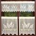 Goory 1/2/3Pcs Window Curtain Lace Kitchen Curtains Cock Cafe Tiers Drapes Rod Pocket Treatments Home Sheer Voile Beige W:60 x H:14 x1+W:30 x H:24 x2