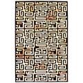 Chaudhary Living 7.5 x 10 Off White and Black Geometric Abstract Rectangular Area Throw Rug