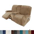 Topchances Stretch Recliner Sofa Slipcover Loveseat Couch Cover with Side Pocket Non-Slip Furniture Protector Taupe