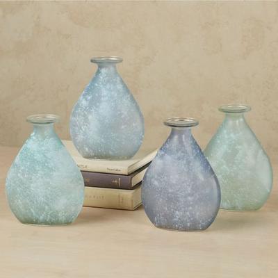 Frosted Teardrop Vases Multi Cool Set of Four, Set of Four, Multi Cool