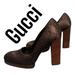Gucci Shoes | Gucci Heels Pumps Black Lace Floral Designer Luxury Fashion Slip In Platform | Color: Black/Brown | Size: 6.5