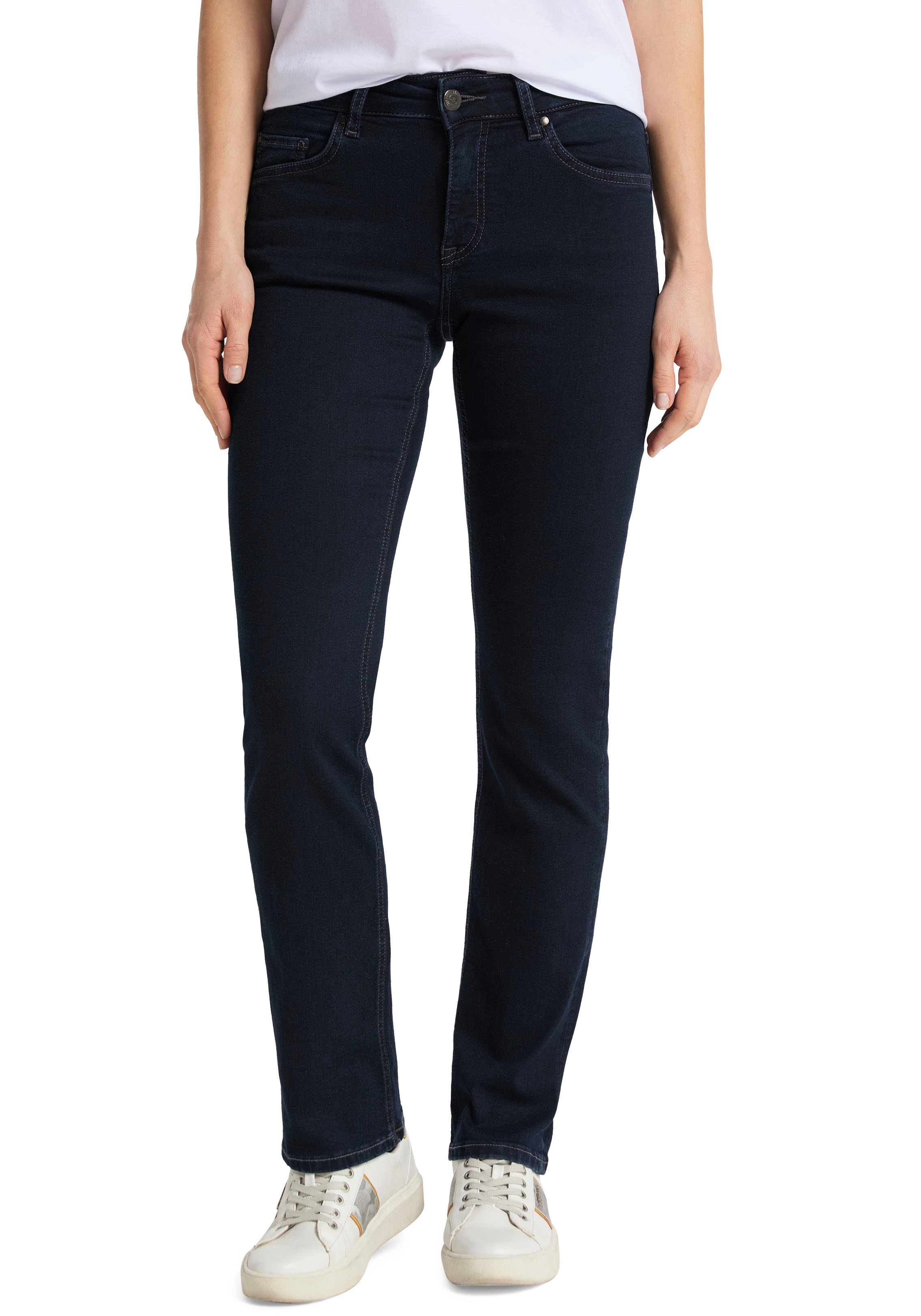 Regular-fit-Jeans MUSTANG "Julia", Damen, Gr. 32, Länge 30, blau (rinse wash), Denim/Jeans, Obermaterial: 74% Baumwolle, 22% Polyester, 4% Elasthan, unifarben, regular fit knöchellang, Jeans, im Five-Pocket Style Image