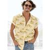 Hawaiihemd BEACHTIME "Regular fit", Herren, Gr. M (39/40), N-Gr, gelb (gelb, bedruckt), Web, Obermaterial: 100% Baumwolle, gemustert, casual, regular fit, ohne Ausschnitt, Kurzarm abgesteppte Kante, Hemden, Kurzarm, Freizeithemd mit Palmenprint,...