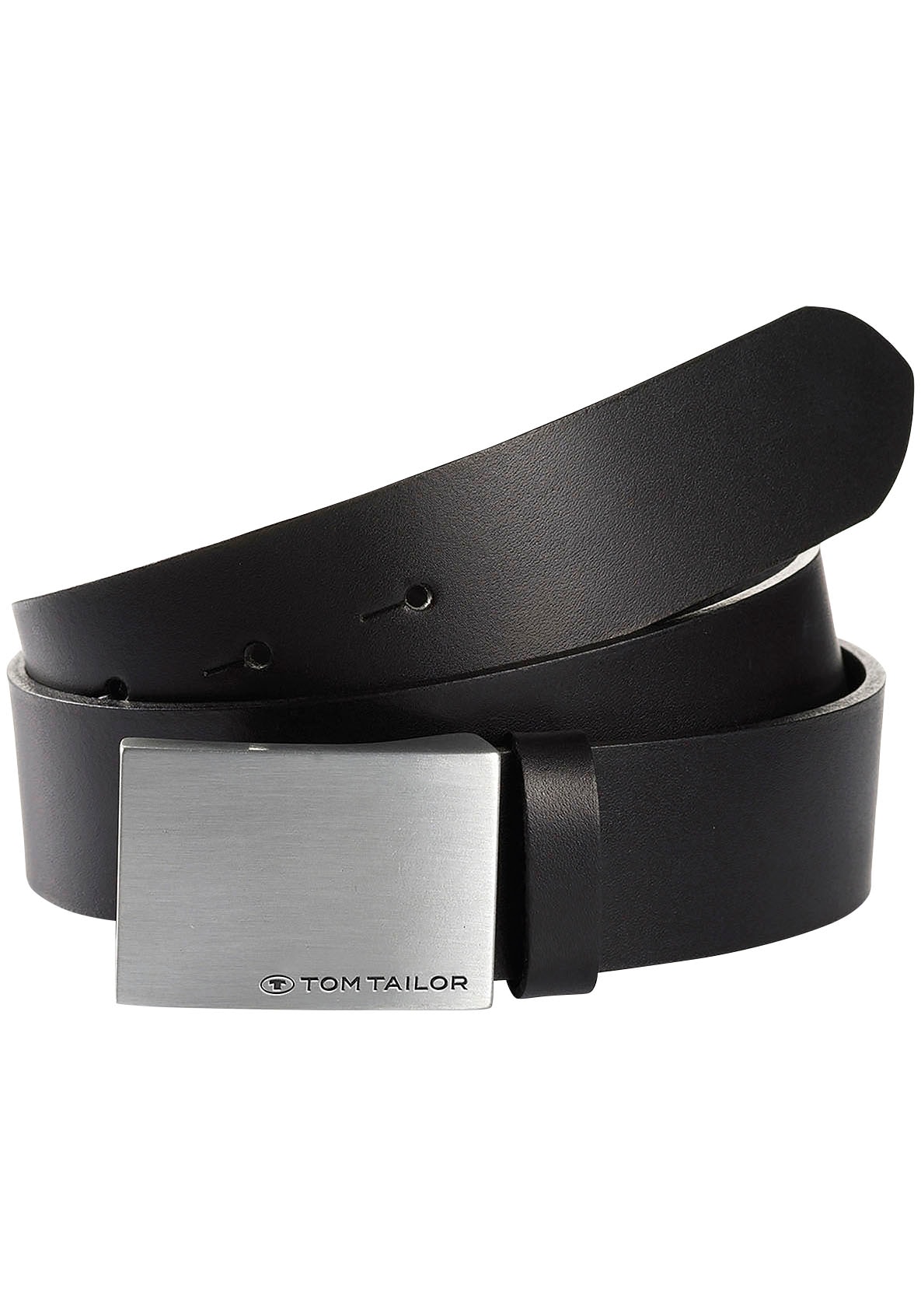 Koppelgürtel TOM TAILOR "TTLUIGI", Damen, Gr. 65, schwarz, Rindsleder, unifarben, Gürtel, 4 cm breiter Kinder Gürtel, Jungs, Koppelschließe Image