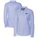 Women's Cutter & Buck Powder Blue Seattle Seahawks Throwback Logo Stretch Oxford Stripe Long Sleeve Button-Up Shirt