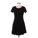 Forever 21 Casual Dress - A-Line Scoop Neck Short sleeves: Black Solid Dresses - Women's Size Medium