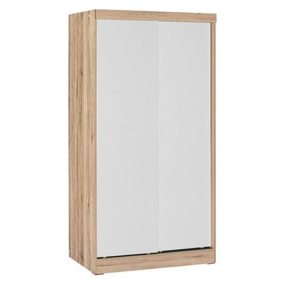 Better Home Products Modern Wood Double Sliding Door Wardrobe - Better Home Products W40-NOAK-WHT
