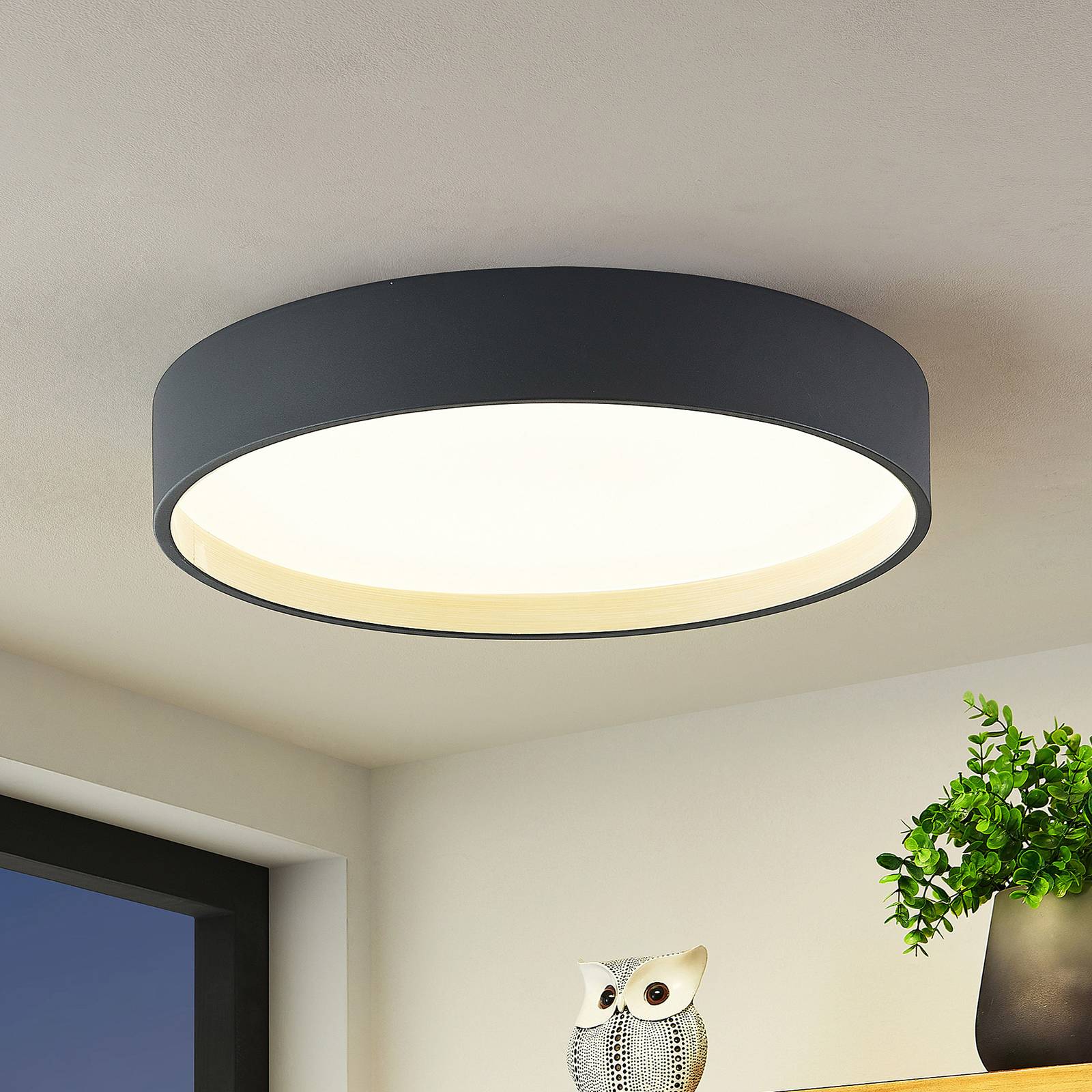 LED Deckenlampe Todor Lindby, dimmbar, schwarz, für Wohn- / Esszimmer, Kunststoff, Modern, LED Deckenleuchte