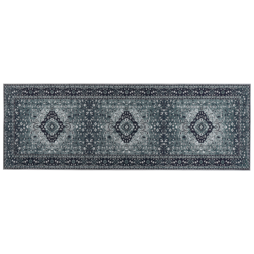 Teppich Läufer Grau Stoff 70x200 cm Rechteckig mit Blumenmuster Orientalisch Rutschfest Vintage Orientteppich Vorleger Flur Küche Schlafzimmer