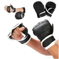 Gants de boxe demi-doigts en cuir PU pour enfants et hommes gants de kickboxing entraînement
