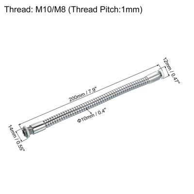 Microphone Gooseneck, M10/M8 Thread Metal Universal Hose Flexible Arm