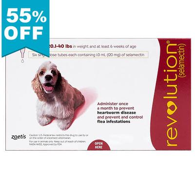 55% Off Revolution Medium Dogs 20.1-40lbs (Red) 6 Doses