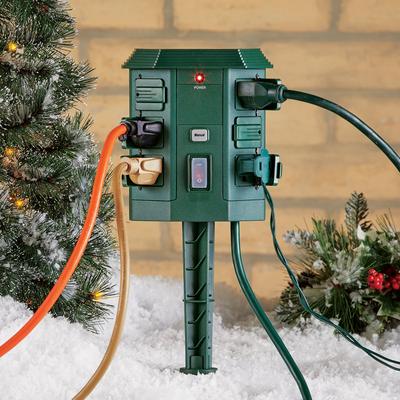 6 Outlet Outdoor Power Stake with Remote - 8.400 x 6.200 x 5.400