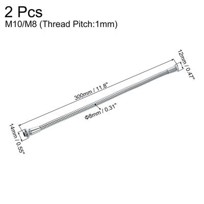 2Pcs Microphone Gooseneck, M10/M8 Thread Universal Hose Flexible Arm