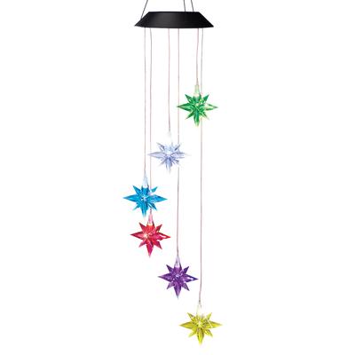 Solar Hanging Colorful Stars Outdoor Garden Mobile - NO SIZE