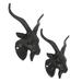 Zeckos Black Cast Iron Baphomet Goat Head Wall Hooks (Set Of 2) - 6 X 6 X 2 inches