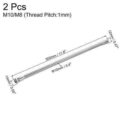 2Pcs Microphone Gooseneck, M10/M8 Thread Universal Hose Flexible Arm