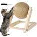 Cat Scratching Ball Natural Sisal Cat Scratcher Toy with Catnip Interactive Solid Wood Scratcher Ball 7x7x6.3 Inch Cat Scratch Post with Rotatable Ball for Indoor Cats and Kitten