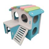 Pet Deluxe Dual-Layer Villa PVC Double Decker Hamster House with Stair Pet Home Hideout Exercise Toys for Squirrels Gerbils Hamsters Golden Bears Small Animals