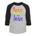 Shop4Ever Men s Love is Love Rainbow Gay Pride Raglan Baseball Shirt Small Heather Grey/Black