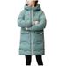 Women s Winter Warm Thick Quilted Hooded Coats Long Sleeve Full Zip Cotton Padded Down Jacket Outerwear for Cold Weather