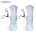 White Hiking Accessories Camping Equipment Survival Escape Tools Safety Rock Climbing Rope High Strength Cord Emergency Escape Rope 20M 2PCS BUCKLES