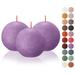 BOLSIUS 3 x 3 Inch Rustic Purple Ball Candles - Unscented Wedding Home Party Decor Candles - Natural Plant Based Wax - Set of 3