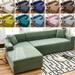 Goory 1/2/3/4 Seater Textured Grid Stretch Sofa Cover Jacquard Fabric Couch Slipcover Elastic Polyester Lounge Chaise Recliner Slip Resistant Sofa Furniture Chair Cover Protector Green