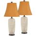 360 Lighting Modern Coastal Table Lamps 27 1/4 Tall Set of 2 Beige Pebbled Rust Fabric Bell Shade for Bedroom Living Room House Home Bedside Office