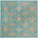 SAFAVIEH Heritage Adams Floral Wool Area Rug Turquoise/Multi 6 x 6 Square