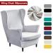 Wingback Chair Cover 2-Piece Wing Chair Covers Armchair Chair Slipcovers Spandex Sofa Cover Furniture Protector Machine Washable Removable for Living Room Bedroom Hotel(Light Grey)