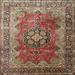 Ahgly Company Indoor Square Traditional Brown Red Medallion Area Rugs 7 Square