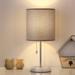 Bedroom And Study Table Lamp Bedside Lamp With Marble Base And Grey Fabric Shade