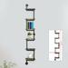 OUKANING 6-Tier Industrial Wood Floating Shelves Wall Mounted Bookcase Iron Pipe Storage Shelves