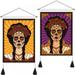 Pack of 2 Skull Girl Tapestry Rose Skull Girl Suitable For Bedroom Living Room (13.8 x 19.6 Inches)