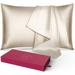 Kmowoo Silk Pillowcase for Hair and Skin 1 Pack Mulberry Silk & Natural Wood Pulp Fiber Double-Sided Design Silk Pillow Covers with Hidden Zipper Champagne Gold