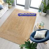 DurriesIndiaArt 4x6 5x8 6x9 8x10 Feet Hand Woven Rug Natural Square Rug Wicker Foldable Rug Natural Weave Jute Rug