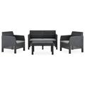 vidaXL 4 Piece Patio Lounge Set with Cushions PP Rattan Anthracite