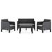 vidaXL 4 Piece Patio Lounge Set with Cushions PP Rattan Anthracite