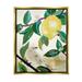 Stupell Industries Vivid Yellow Lemon Citrus Fruit Bird Perched Painting Metallic Gold Floating Framed Canvas Print Wall Art Design by Robin Maria